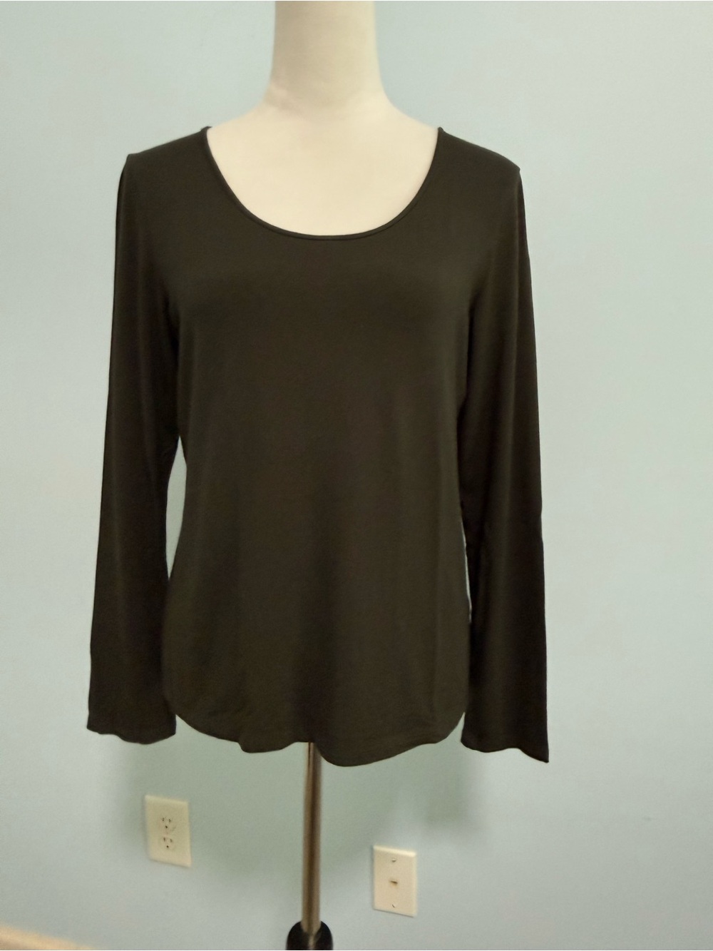 Eileen‎ Fisher Petite Long Sleeve Olive Green Top Size PM